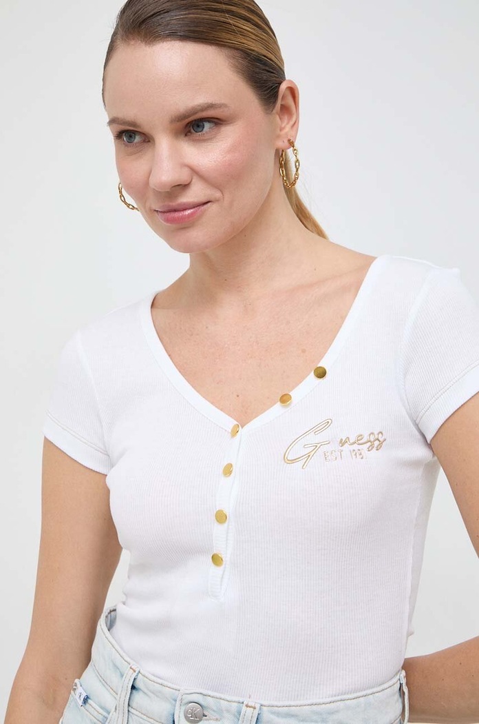 Μπλουζάκι Guess βαμβάκι λευκό W4RP47.K1814