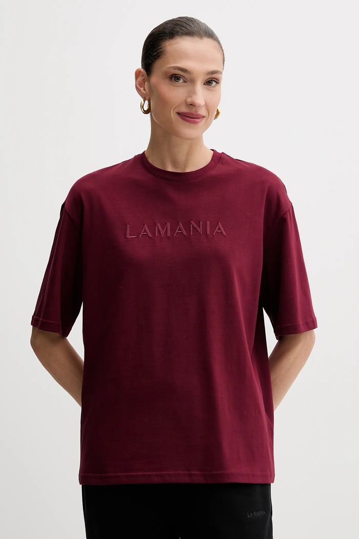 La Mania t-shirt bawełniany bordowy MELANIE