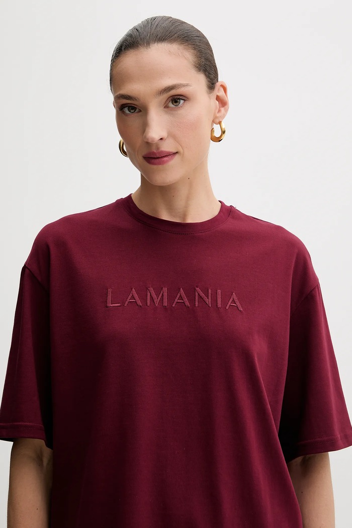 La Mania t-shirt bawełniany bordowy MELANIE