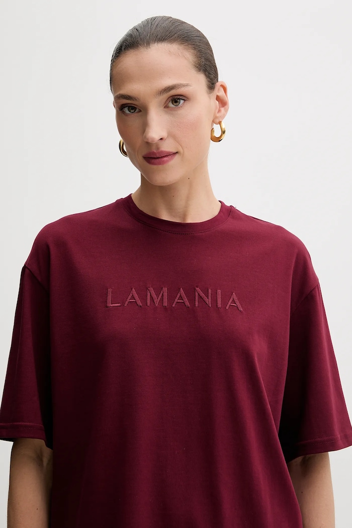 La Mania t-shirt bawełniany bordowy MELANIE