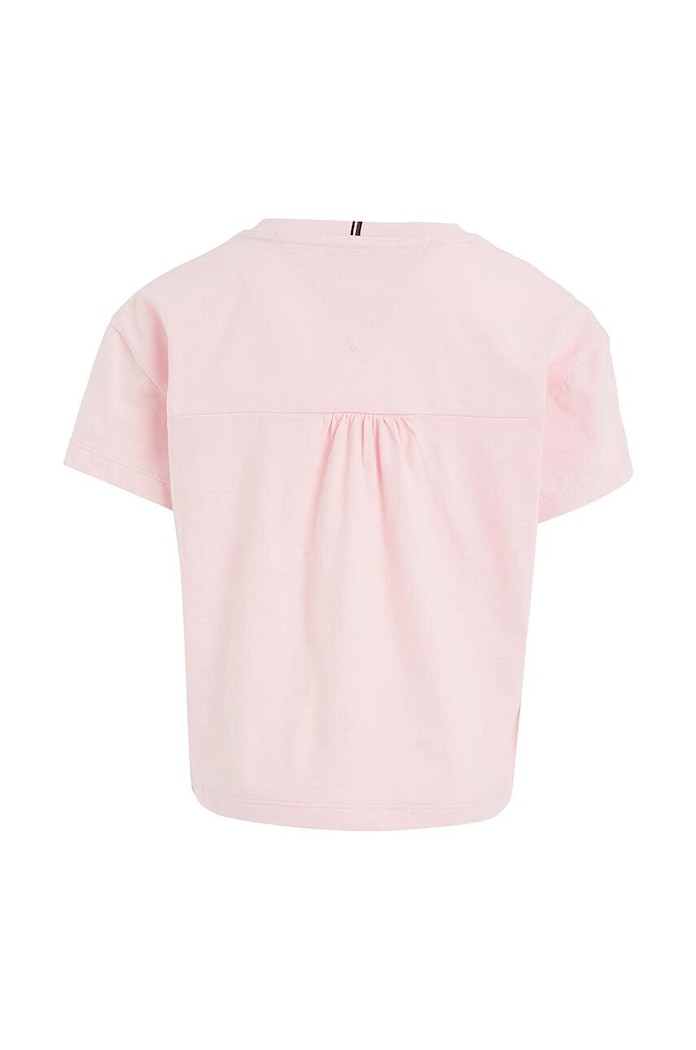 Dziewczynka Tommy Hilfiger t-shirt bawełniany dziecięcy KG0KG07437.128.176.9BYX różowy