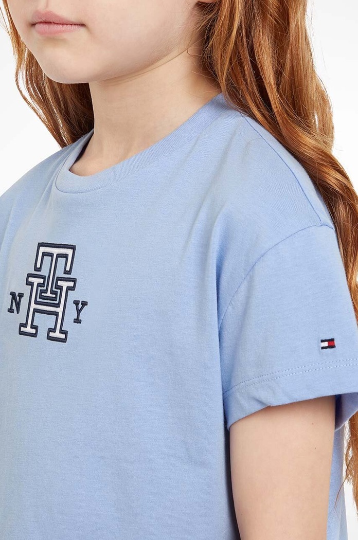 Tommy Hilfiger t-shirt bawełniany dziecięcy KG0KG07437.128.176.9BYX niebieski