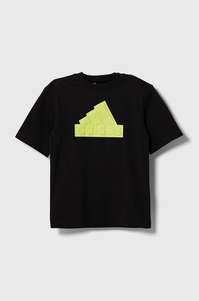 adidas t-shirt bawełniany dziecięcy IL6144 czarny AW23