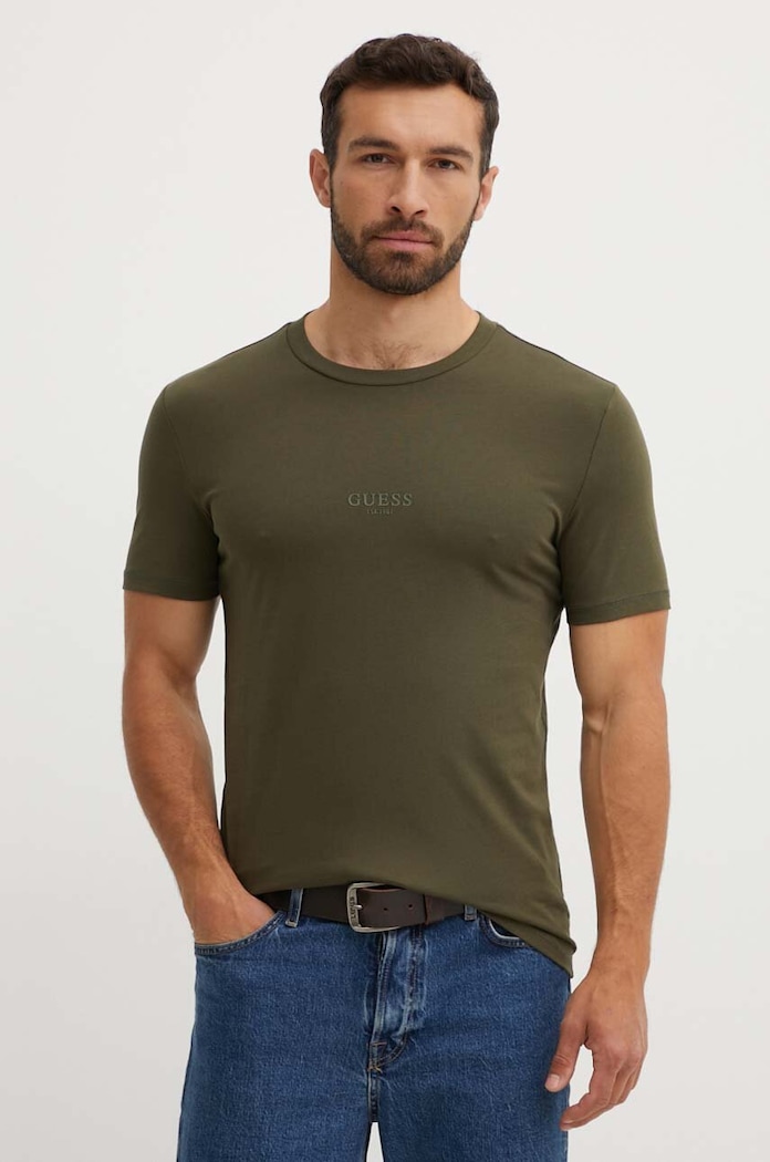 Guess t-shirt bawełniany AIDY aplikacja zielony M2YI72.I3Z14