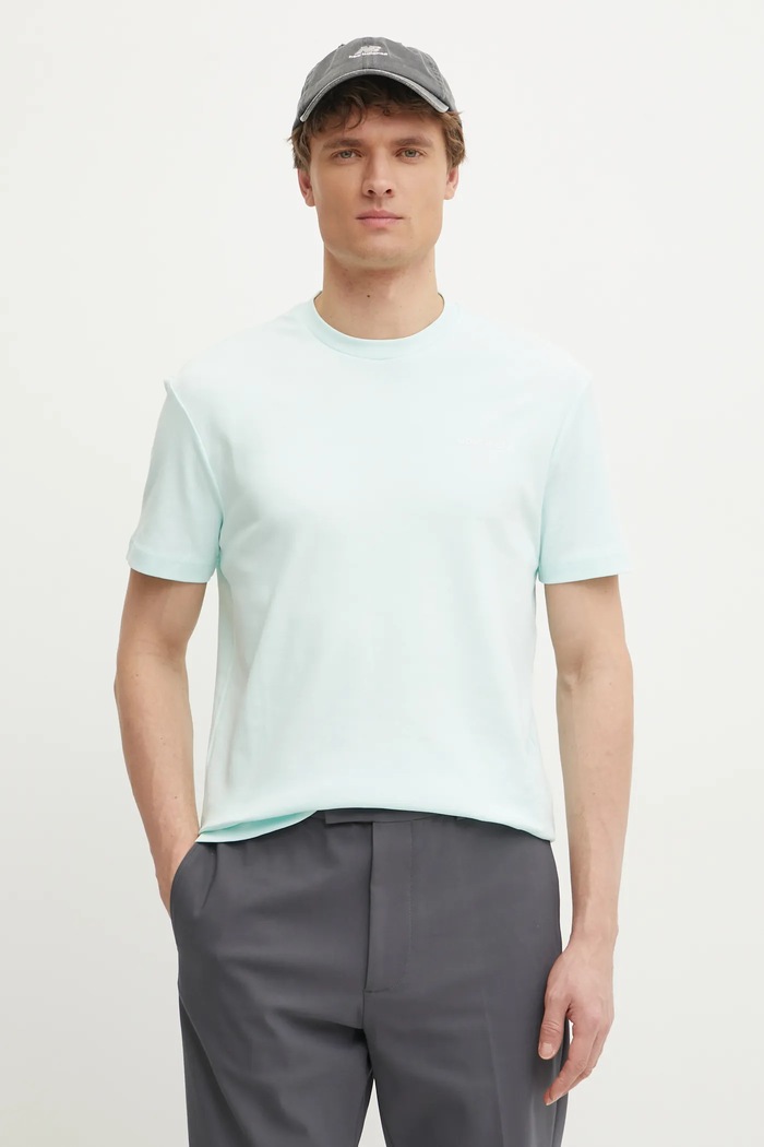 Bavlněné tričko Calvin Klein hladký tyrkysová K10K109894