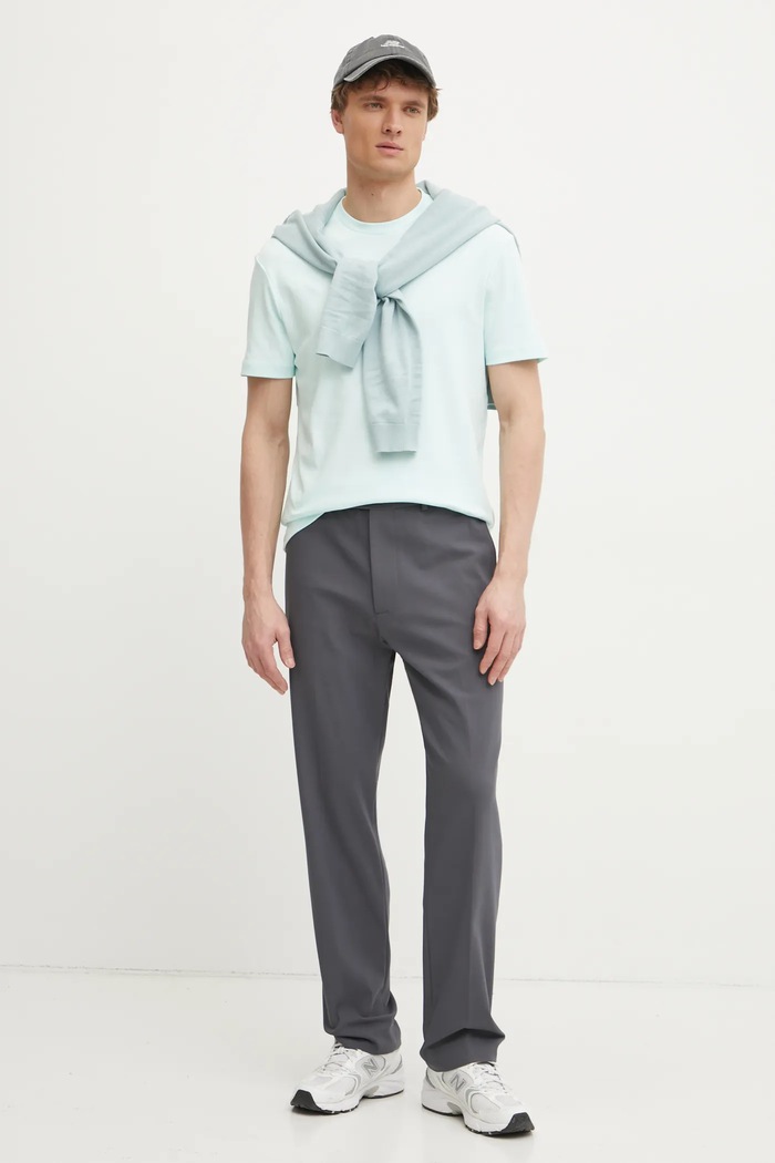 Bavlněné tričko Calvin Klein K10K109894 tyrkysová SS25