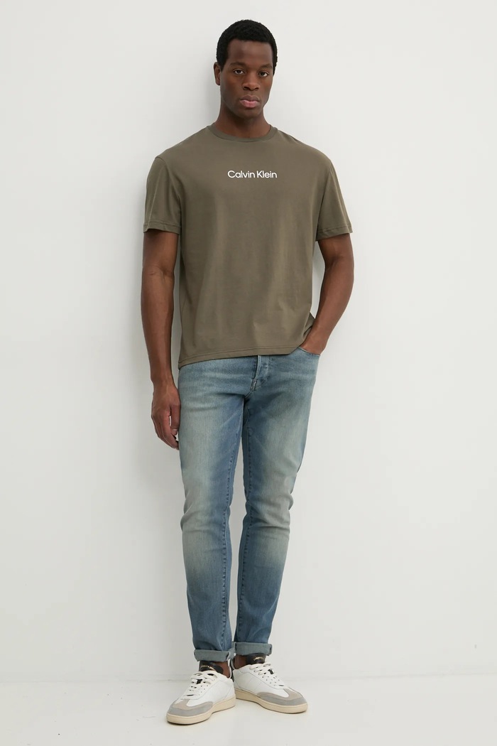 Bavlnené tričko Calvin Klein K10K111346 zelená AA00