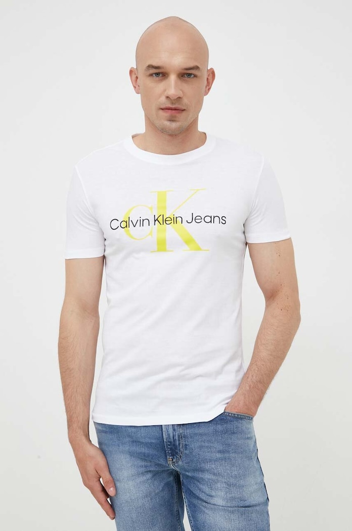 Calvin Klein Jeans tricou din bumbac alb J30J320806