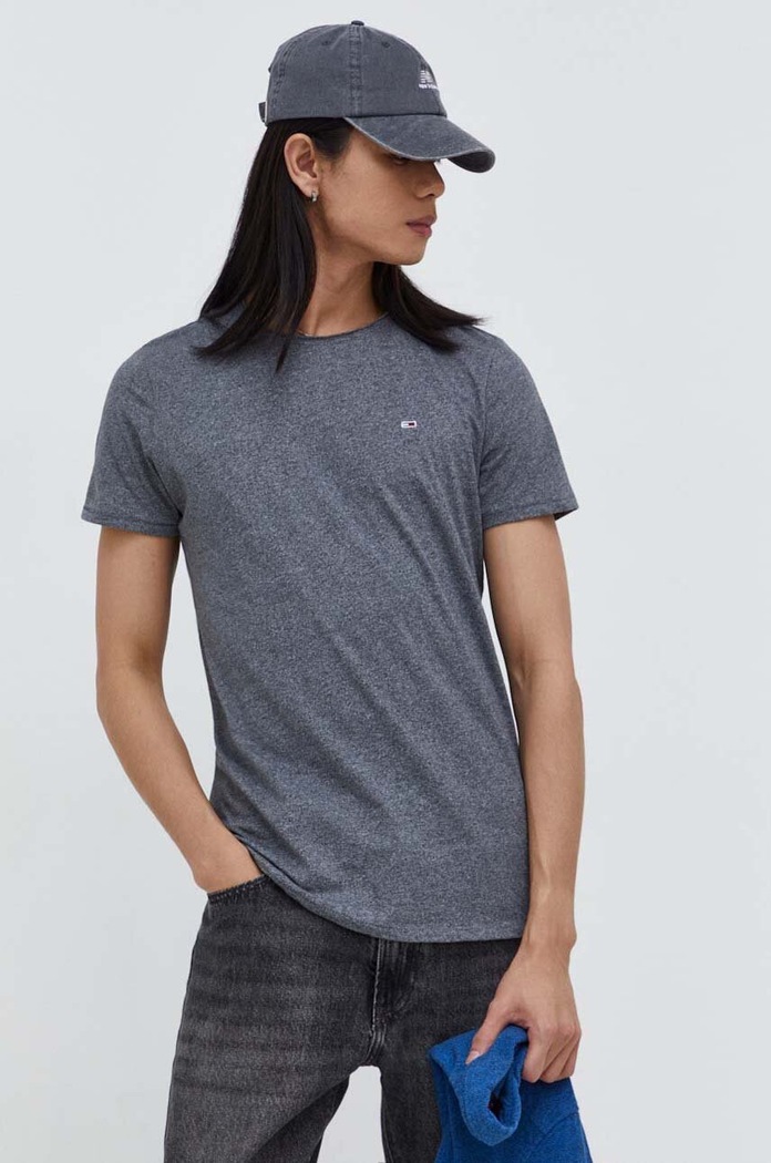 Tričko Tommy Jeans hladký šedá DM0DM09586.
