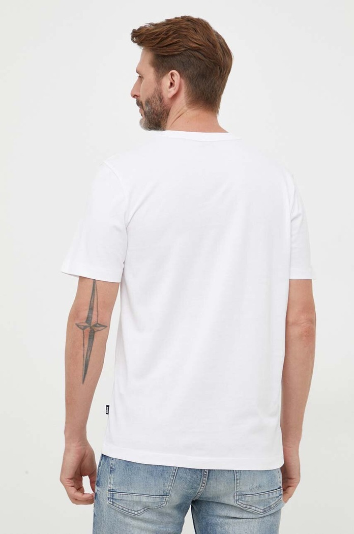 Βαμβακερό μπλουζάκι BOSS 50495742 λευκό SS25