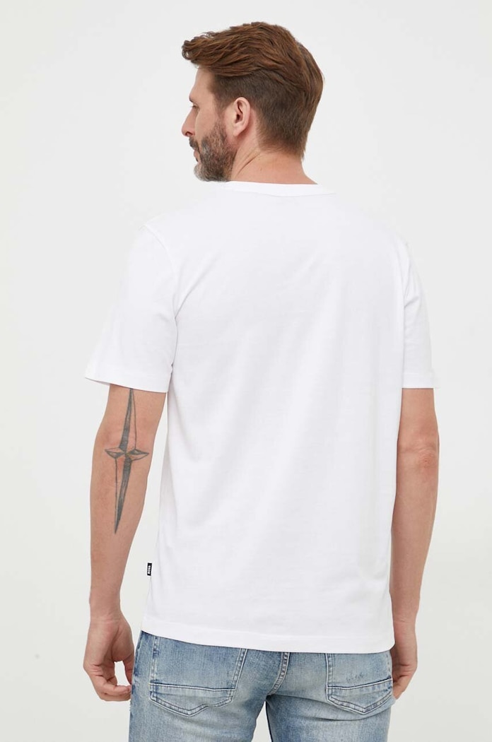 Βαμβακερό μπλουζάκι BOSS 50495742 λευκό SS25