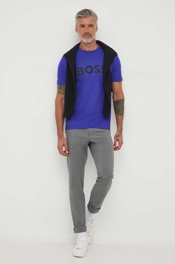 Bavlnené tričko BOSS 50495742 fialová SS25