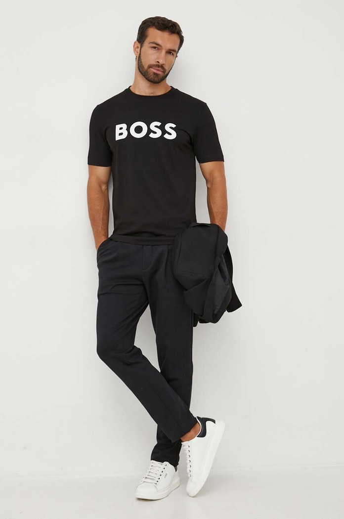 Bavlnené tričko BOSS 50495742 čierna SS25