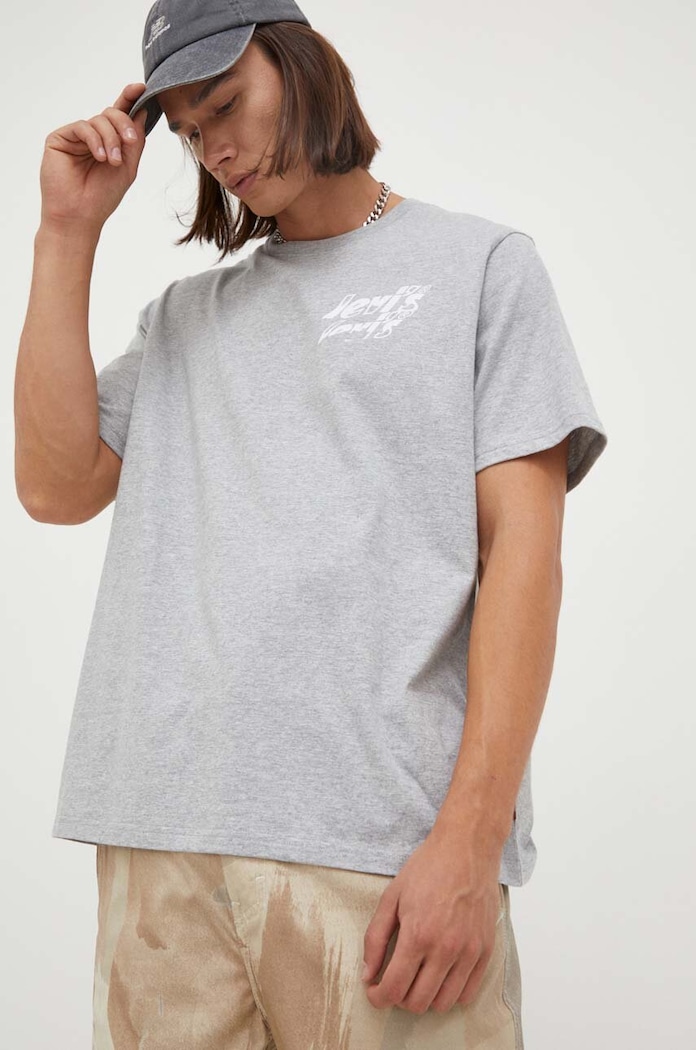 Levi's pamut póló pamut szürke 16143.0932