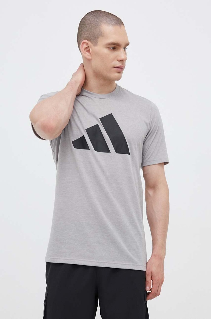 Kratka majica za vadbo adidas Performance Train Essentials Feelready Logo siva IB8276