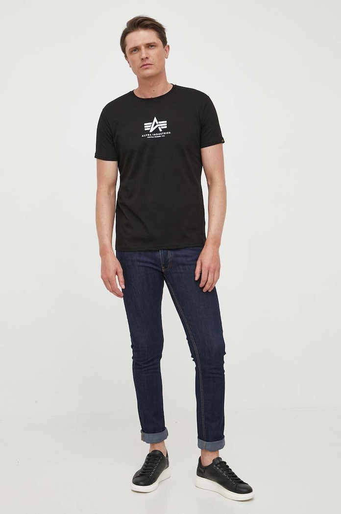 Alpha Industries t-shirt bawełniany Basic 118533 czarny AW25
