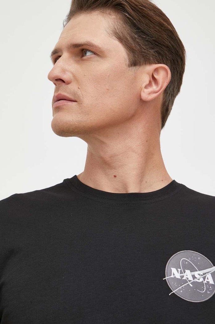 Bombažna kratka majica Alpha Industries Space Shuttle T črna 176507.03