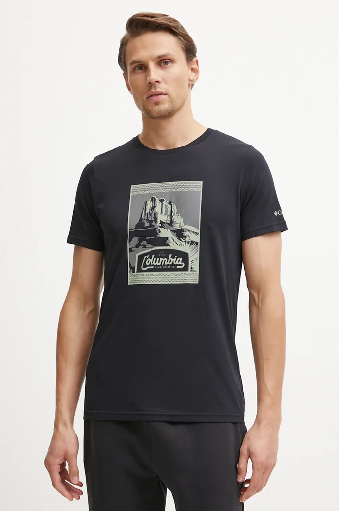 Columbia T-shirt bawełniany CSC Seasonal Logo czarny 1991036