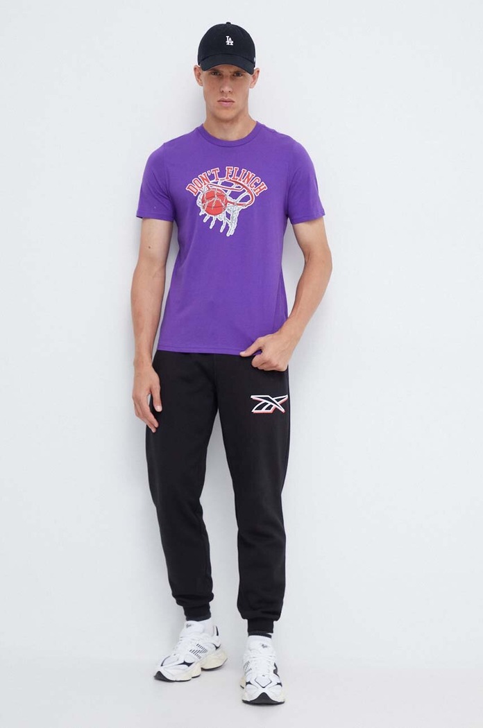 Βαμβακερό μπλουζάκι Puma 622091 μωβ AW23