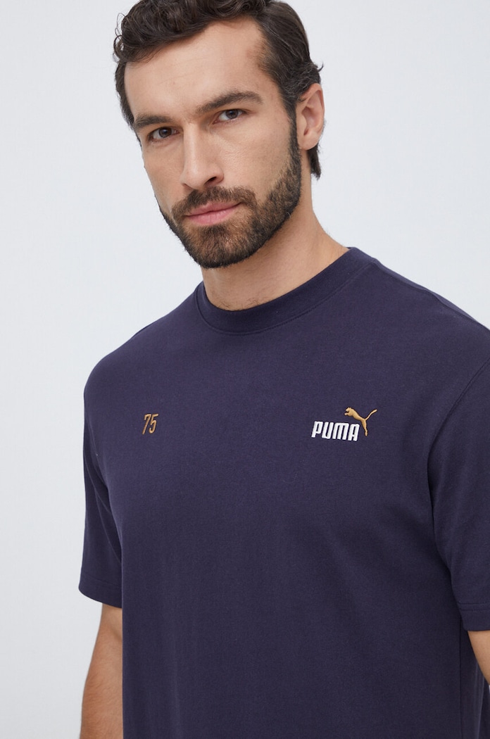 Bavlnené tričko Puma tmavomodrá 621739