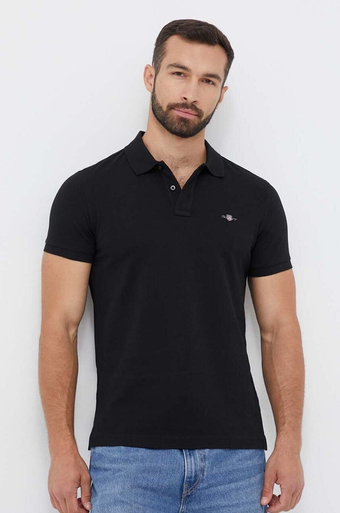 Bavlnené polo tričko Gant slim čierna 2220
