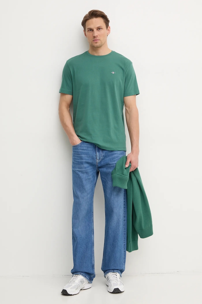 Gant tricou bărbătesc din bumbac 2003184 verde SS26