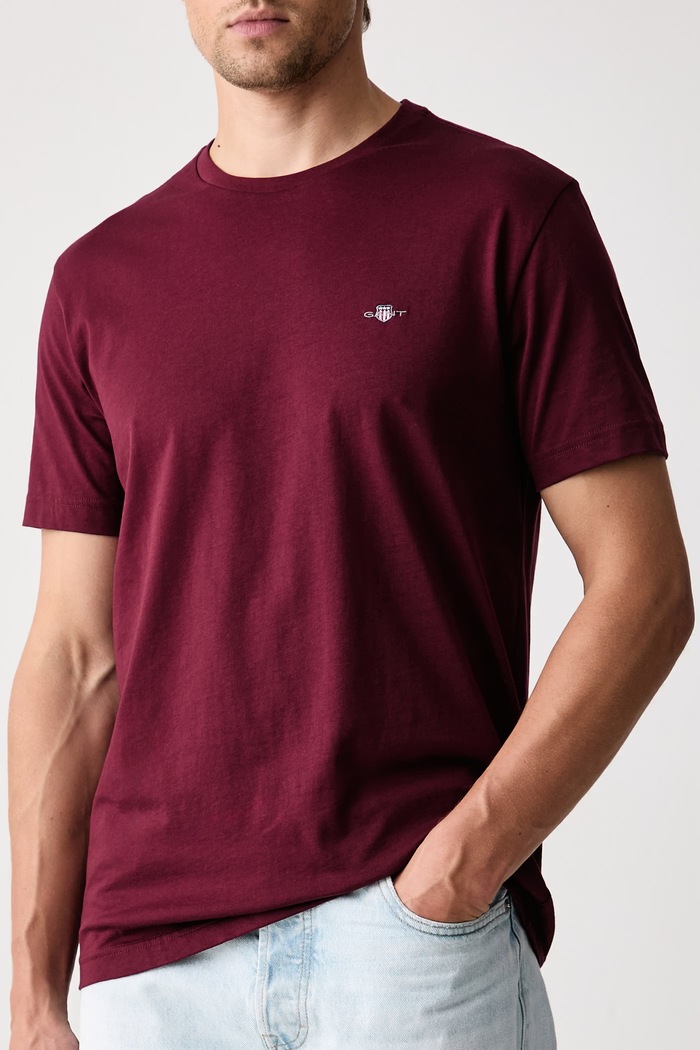 Gant T-shirt męski bawełniany 2003184 bordowy SS26