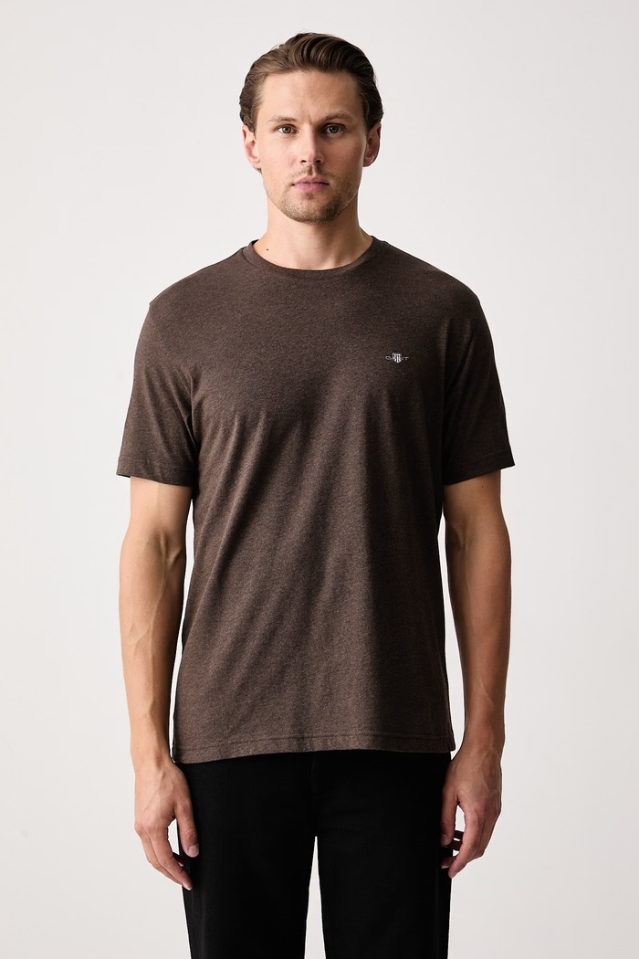 Gant T-shirt męski bawełniany brązowy 2003184