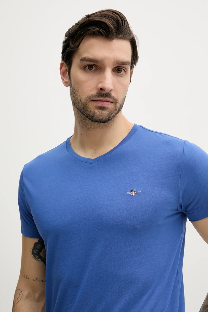 Gant t-shirt bawełniany 2003186 fioletowy AW25