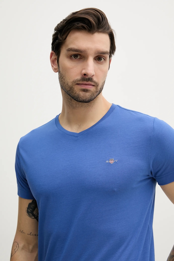 Gant t-shirt bawełniany 2003186 fioletowy AW25