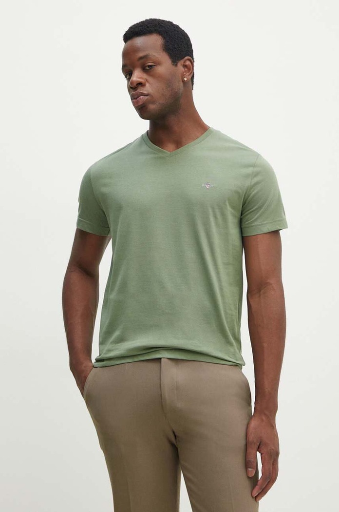 Gant t-shirt bawełniany bawełna zielony 2003186