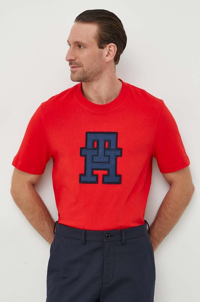 Tommy Hilfiger t-shirt bawełniany regular czerwony MW0MW32589