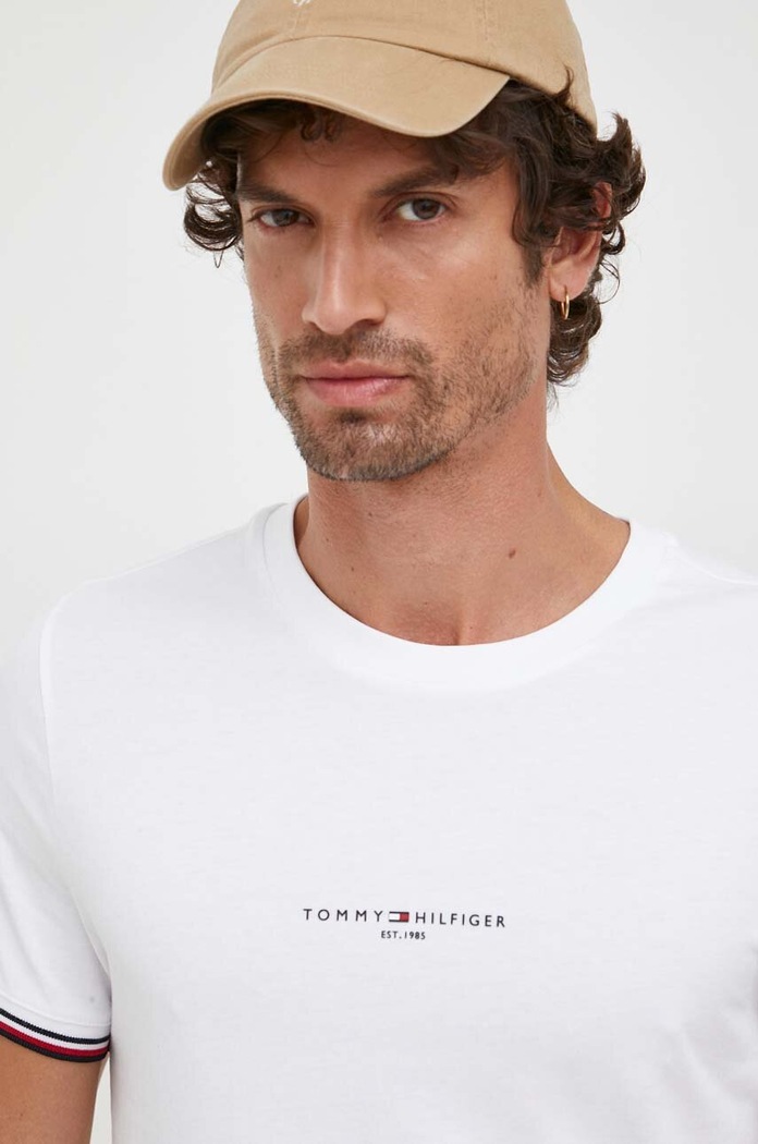 Bavlněné tričko Tommy Hilfiger bílá MW0MW32584