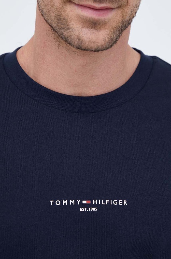 Bavlnené tričko Tommy Hilfiger MW0MW32584 tmavomodrá