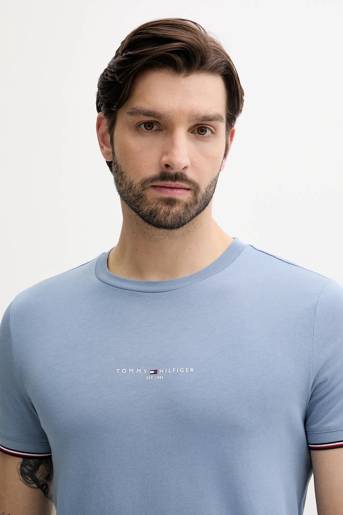 Îmbrăcăminte Tommy Hilfiger tricou din bumbac MW0MW32584 albastru