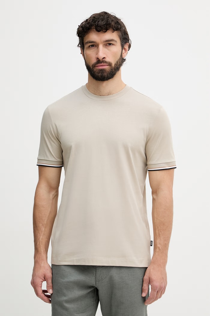 BOSS Basic t-shirt ανδρικό βαμβακερό Thompson 04 μπεζ 50501097