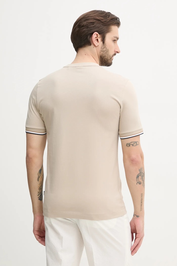Îmbrăcăminte BOSS tricou basic bărbătesc din bumbac Thompson 04 50501097 bej