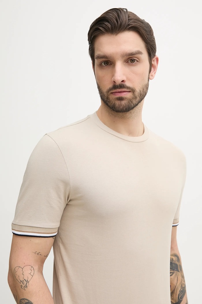 BOSS tricou basic bărbătesc din bumbac Thompson 04 bej 50501097