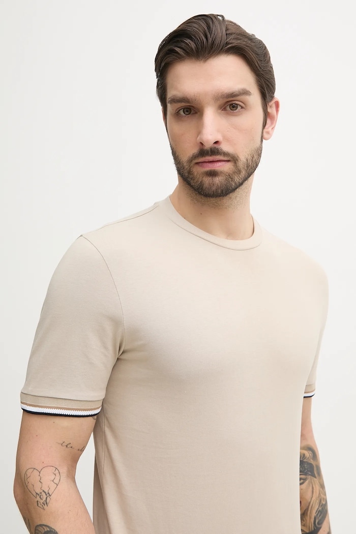 BOSS tricou basic bărbătesc din bumbac Thompson 04 bej 50501097
