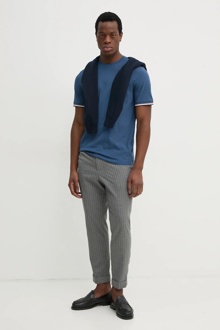BOSS tricou basic bărbătesc din bumbac Thompson 04 50501097 albastru SS26