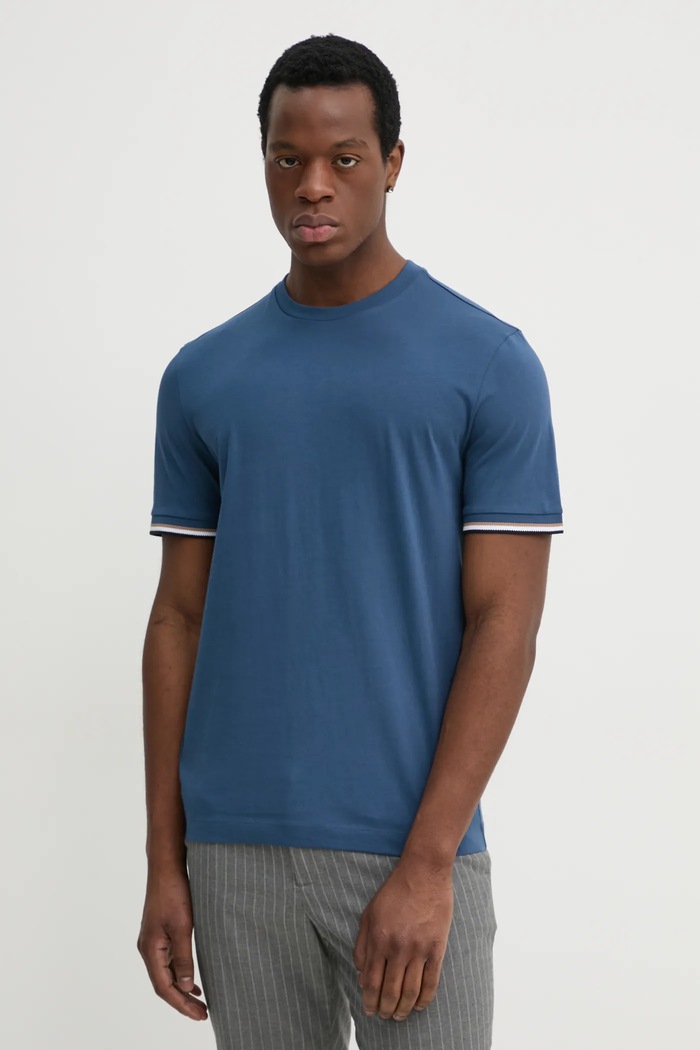 BOSS tricou basic bărbătesc din bumbac Thompson 04 albastru 50501097