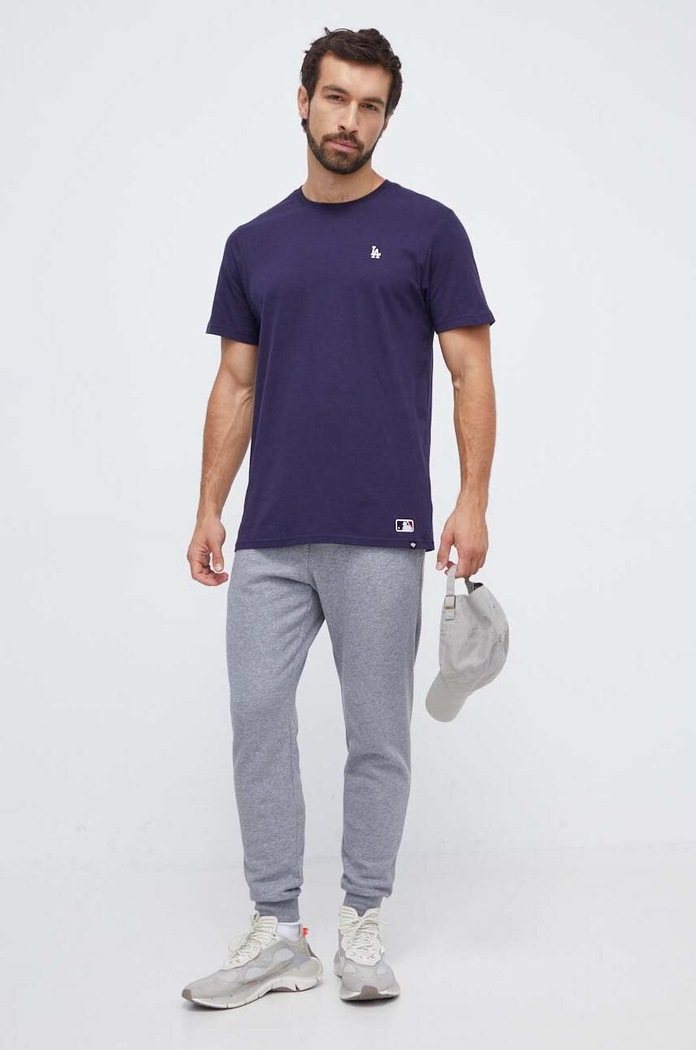 Bavlněné tričko 47brand MLB Los Angeles Dodgers BB012TEMBRT595538LN námořnická modř AW23