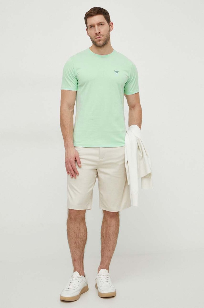 Barbour T-shirt basic męski bawełniany ESSENTIALS MTS0331 zielony AA00