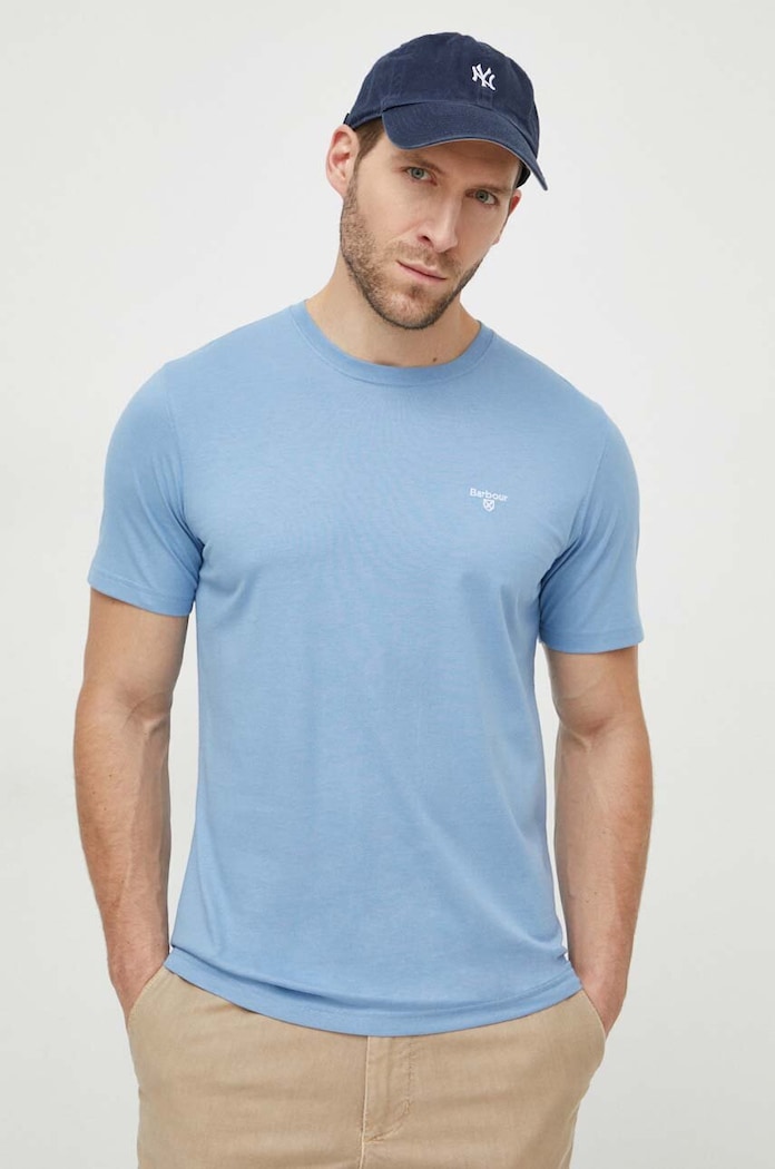 Barbour T-shirt basic męski bawełniany ESSENTIALS niebieski MTS0331