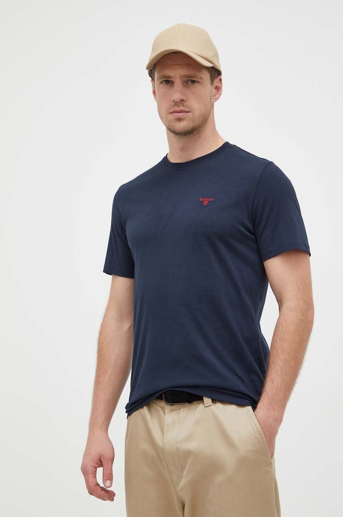 Barbour T-shirt basic męski bawełniany ESSENTIALS bawełna granatowy MTS0331