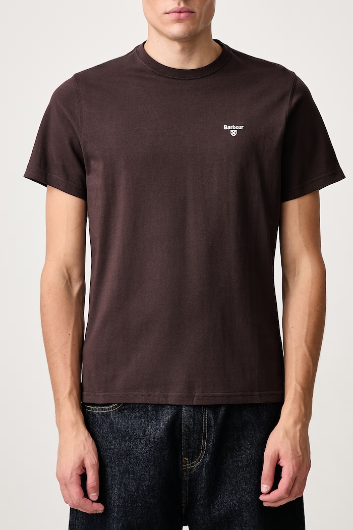 T-shirt basic męski bawełniany ESSENTIALS Barbour brązowy MTS0331