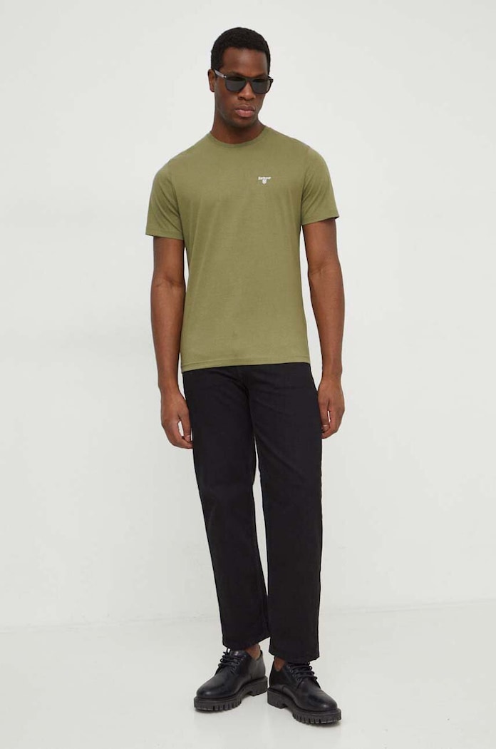 Barbour basic tričko pánské bavlněné ESSENTIALS MTS0331 zelená AA00