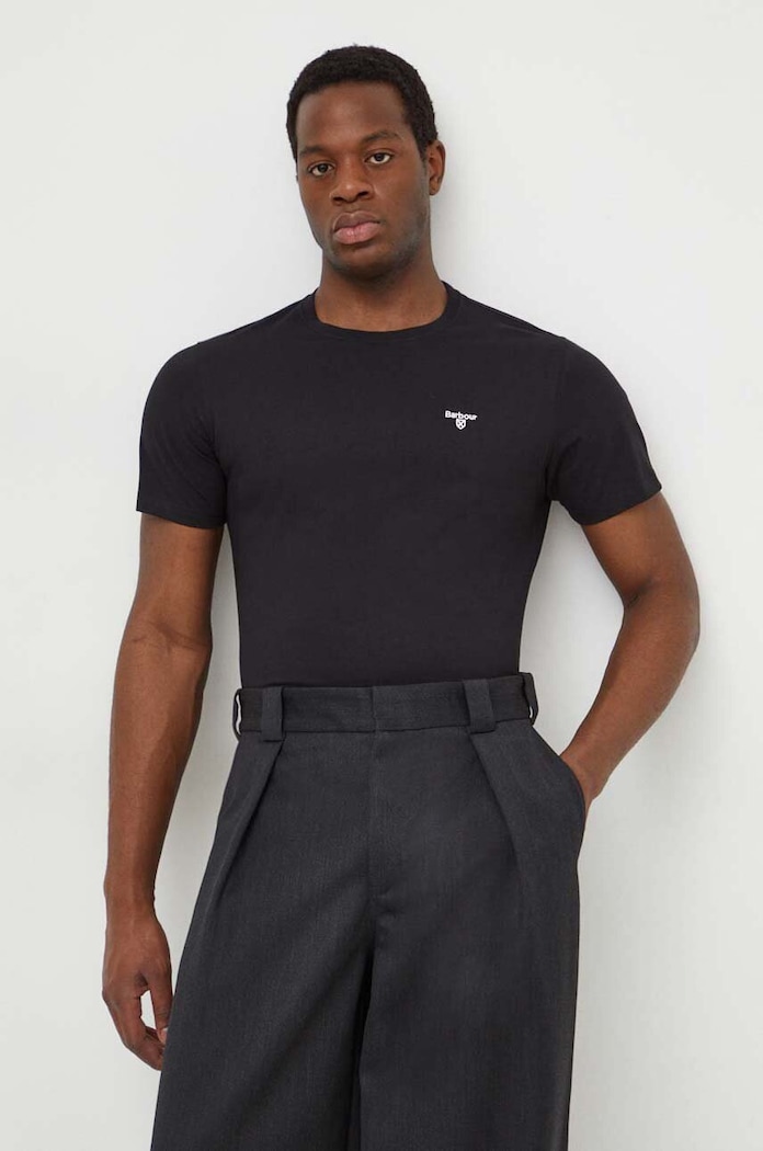 Barbour basic tričko pánské bavlněné ESSENTIALS černá MTS0331