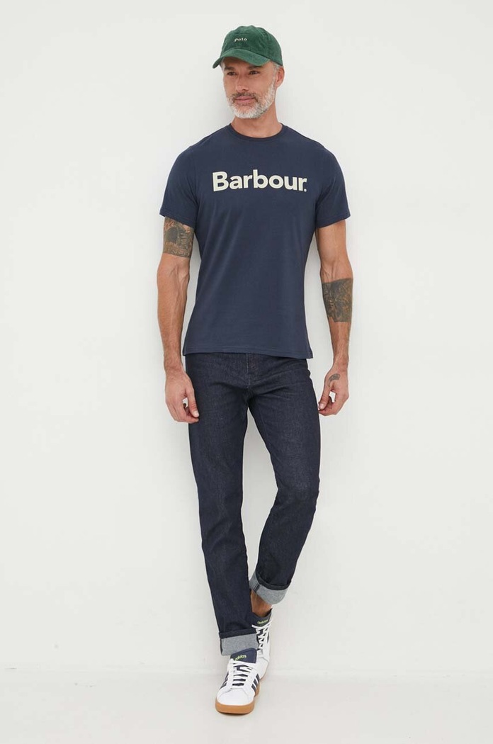 Bavlněné tričko Barbour MTS0531 námořnická modř AA00