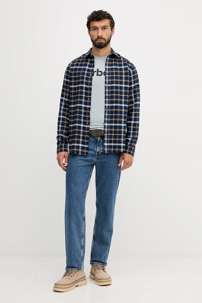 Bavlnené tričko Barbour ESSENTIALS MTS0531 modrá AA00